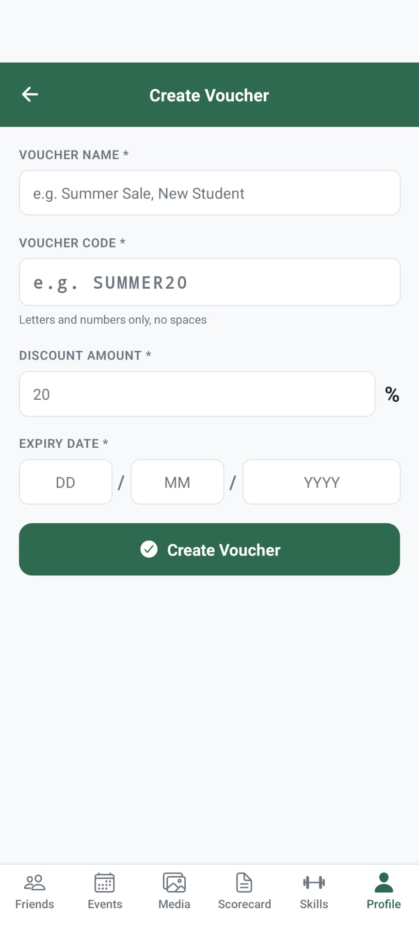 Create a discount voucher
