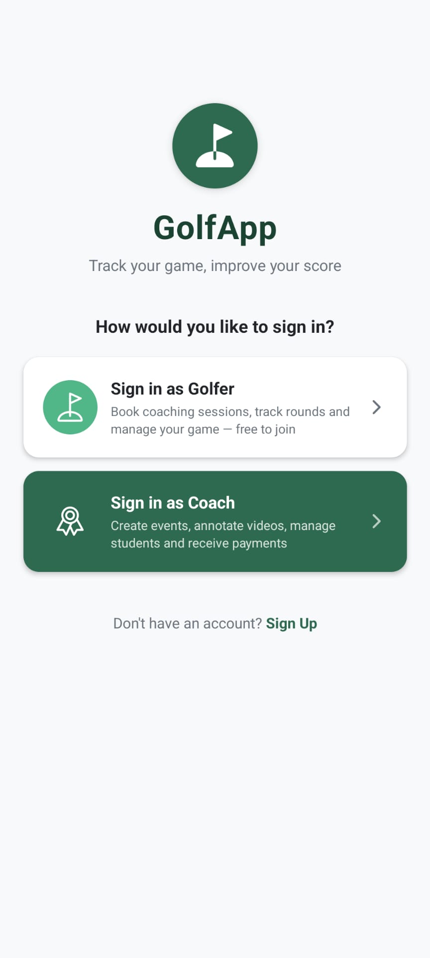 Golfer and coach sign-in