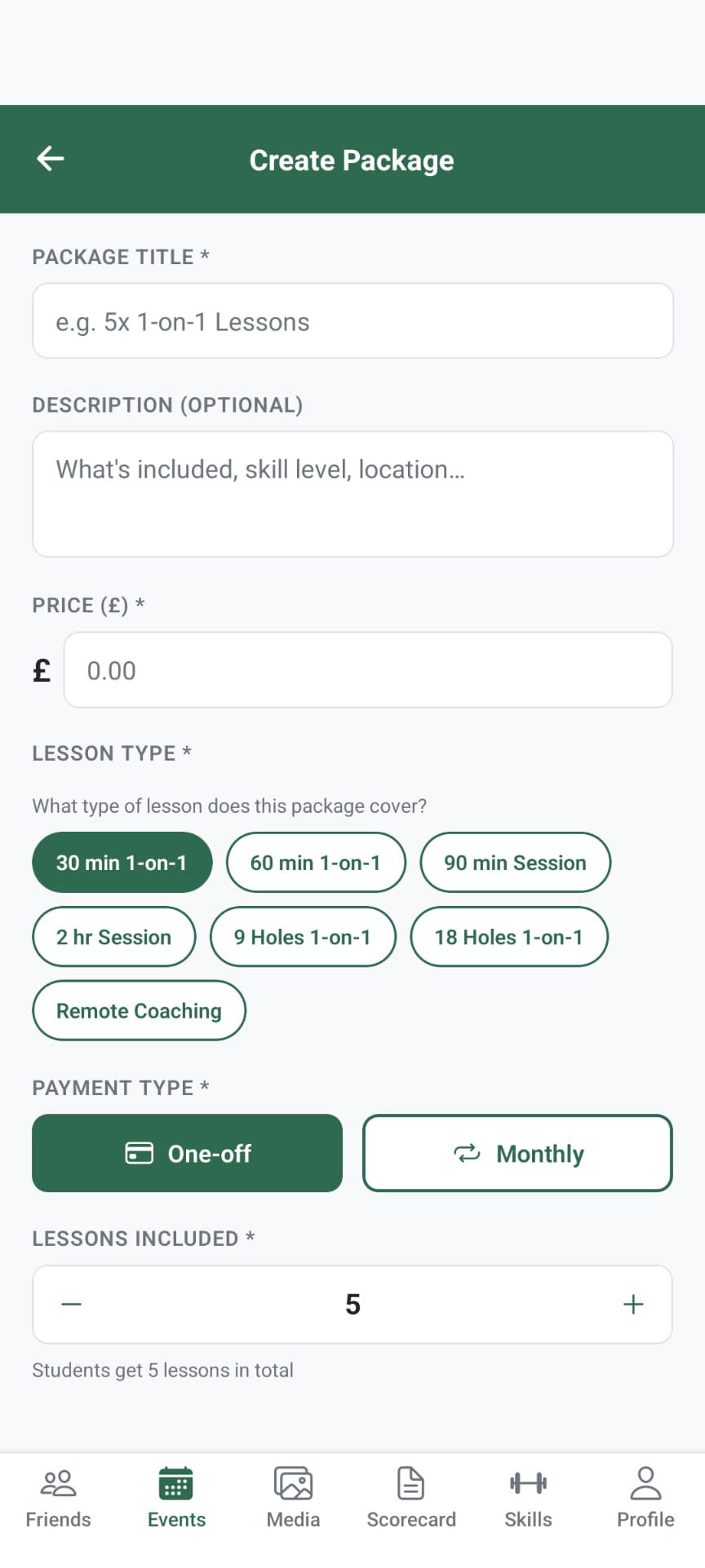 Create a coaching package